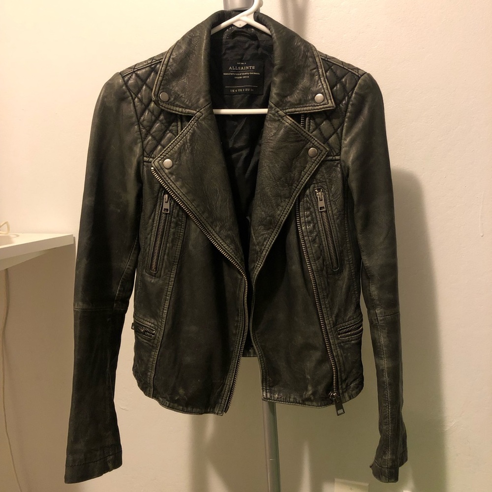 all saints quilted leather cargo jacket
